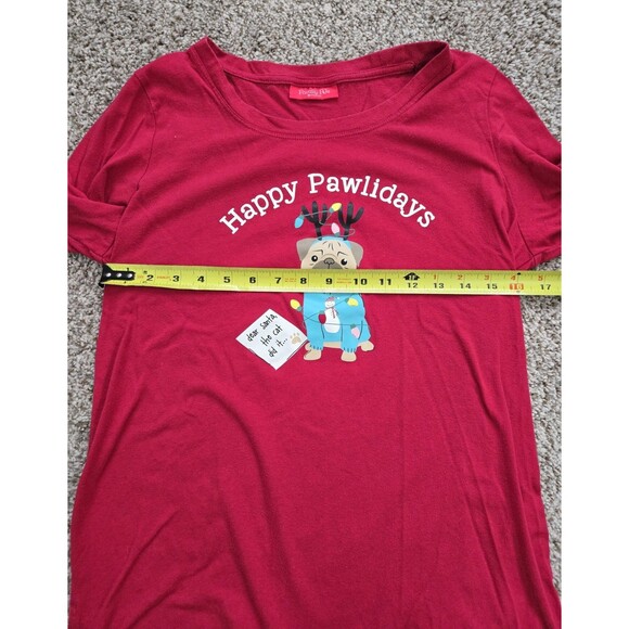 MACY'S FAMILY PJ'S Women's Happy Pawlidays Red Pajama Set Size Medium - Picture 8 of 11
